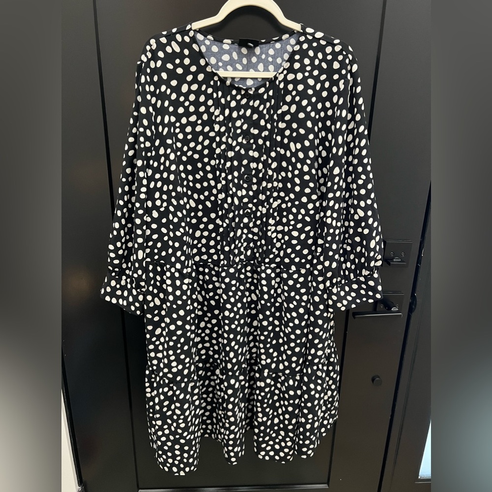 Who What Wear Black Polka Dot Tiered Dress